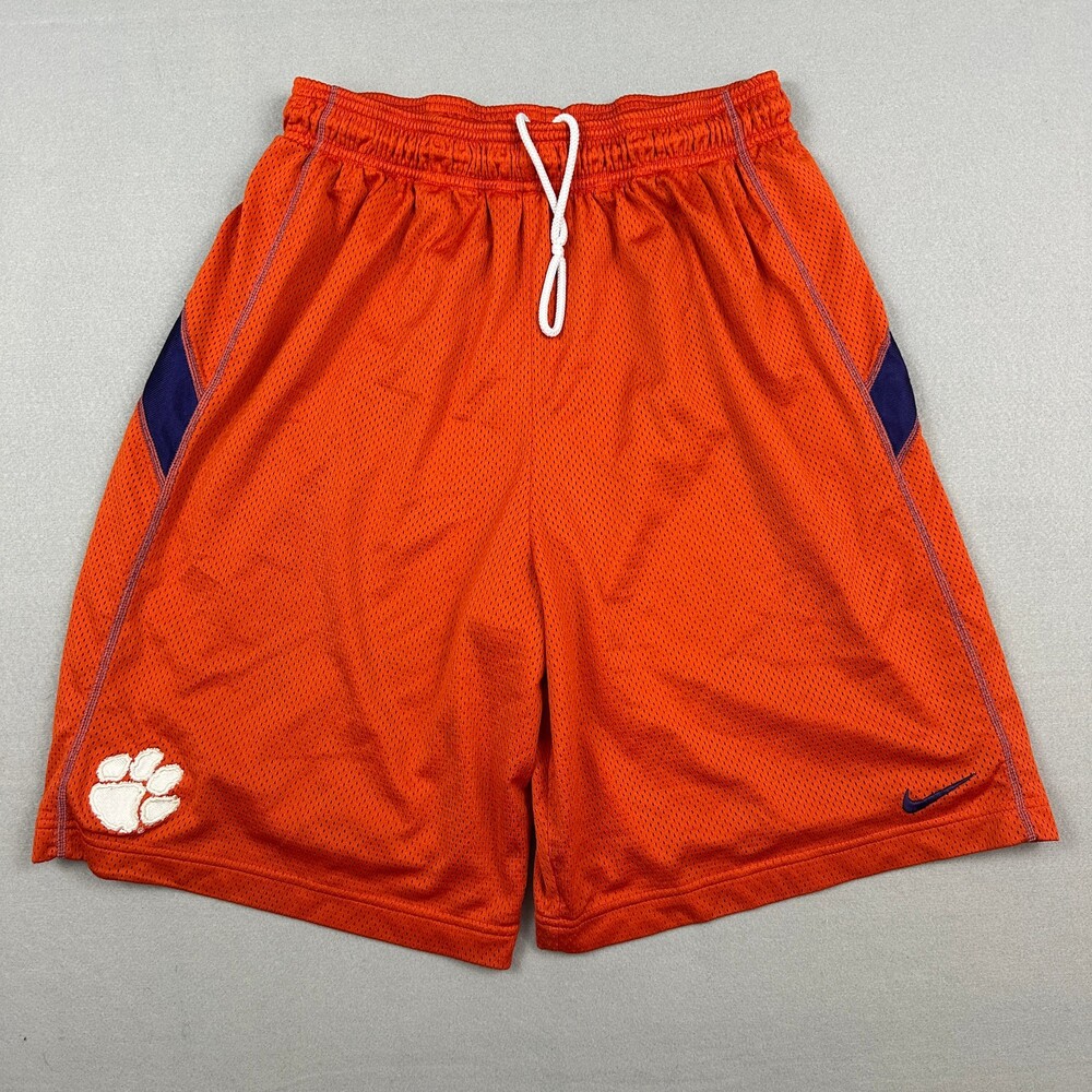 Vintage Clemson Tigers Shorts Men Medium Orange Nike Team Paw Logo Swoosh 90s M